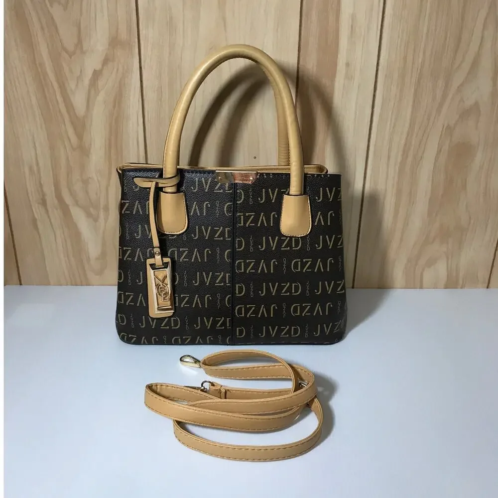 Faux Leather Bottom Studs Top Handle & Shoulder Handbag